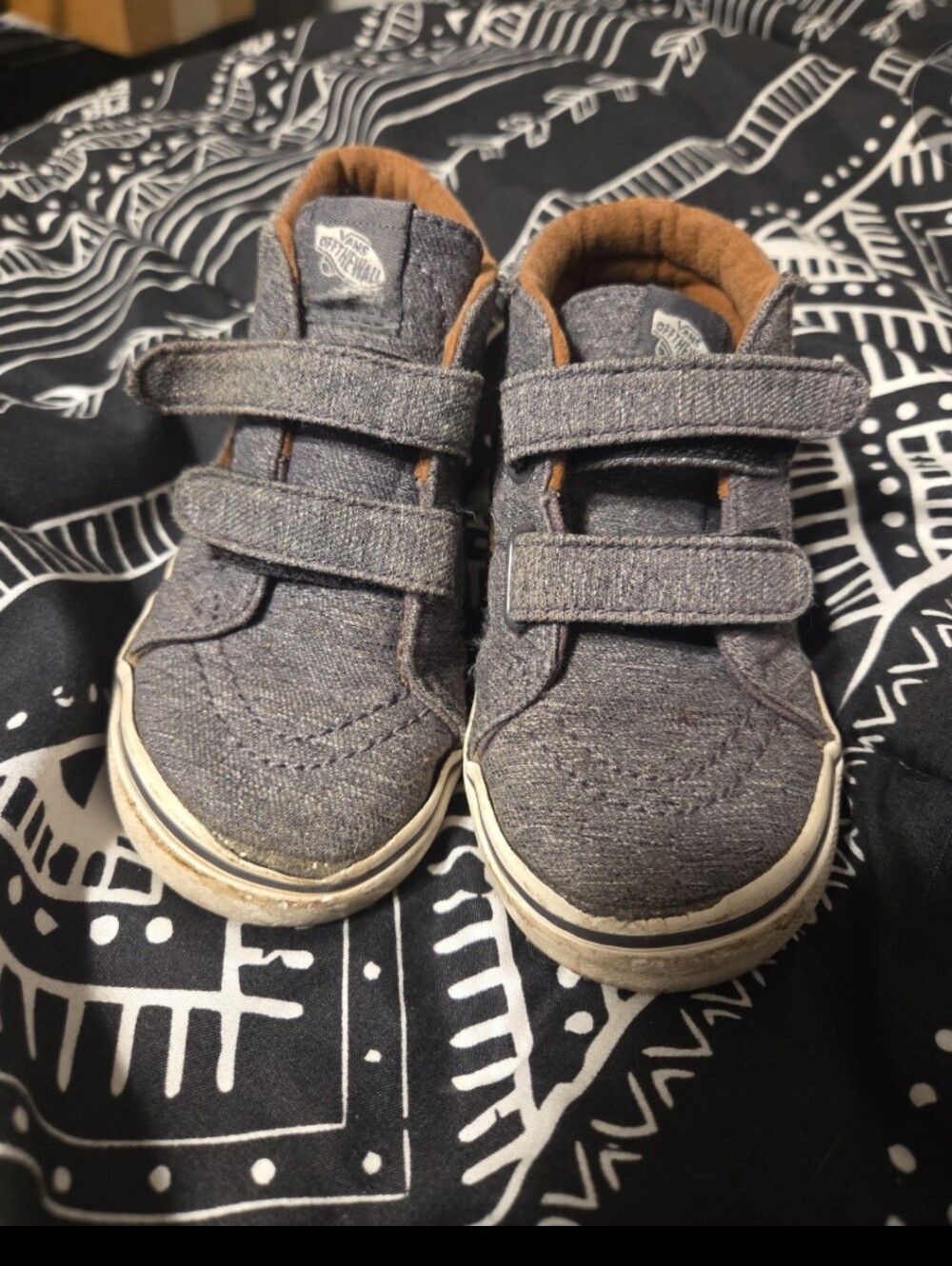 Vans Gray Velcro Mid Top Sneakers Toddler Boys 9C
